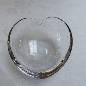Nambe Crystal Art Glass Bowl Candy Dish Heart Shape Trinket Party Decor